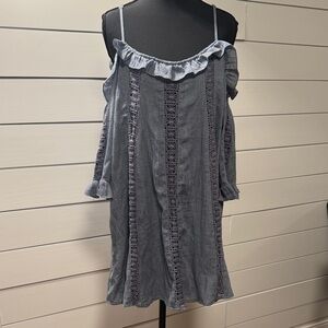 Blu Pepper Cold Shoulder Bell Sleeve Dress or Top in Blue Size Medium